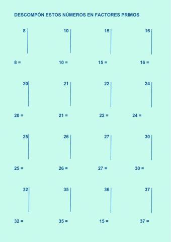 descomposición en factores primos