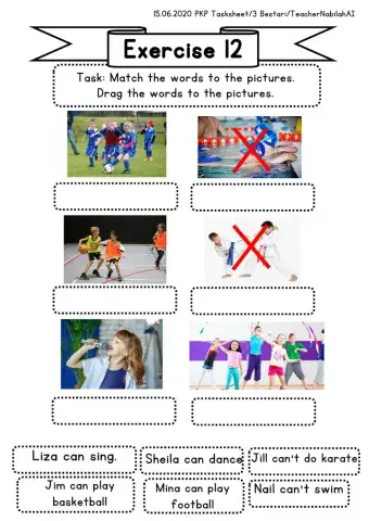 Tasksheet Year 3 Can and Can't