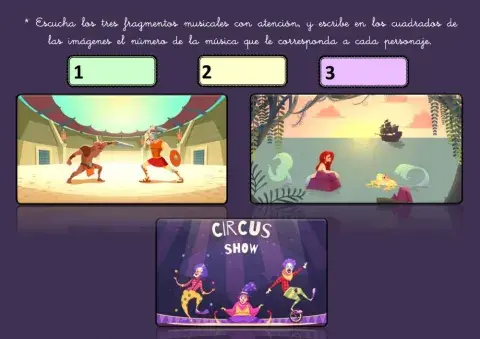 Relacionar música y personajes