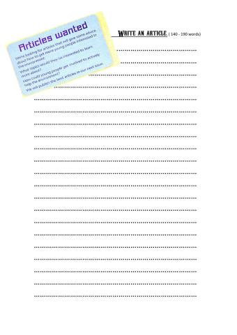 Write an article (page 46 and 47 STB)