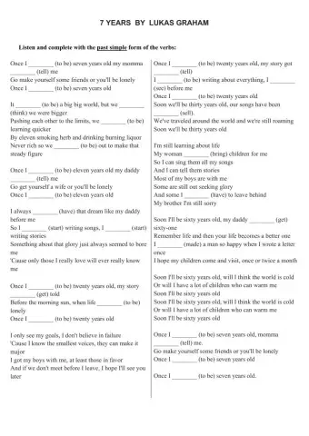 Lukas Graham - 7 Years (Past Simple Practise) - Lyrics