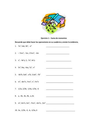 Ejercicio de Monomios
