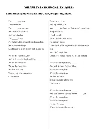 We Are The Champions - Queen (Lyrics)