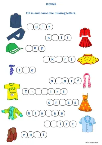 Clothes Fill in the missing letters