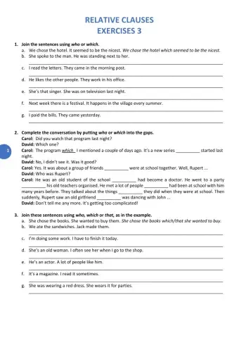 RELATIVE CLAUSES EXERCISES 3