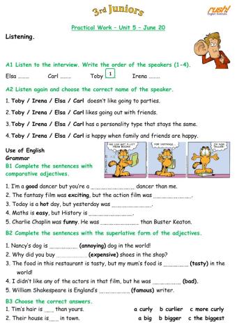 3rd Juniors Practical Work Unit 5