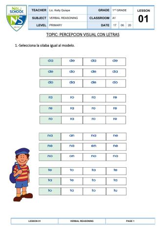 Percepción visual con letras