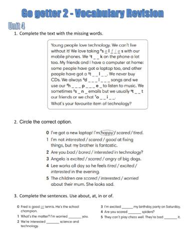 Revision vocabulary unit 3