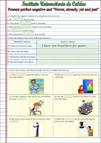 Present perfect negative and adverbs