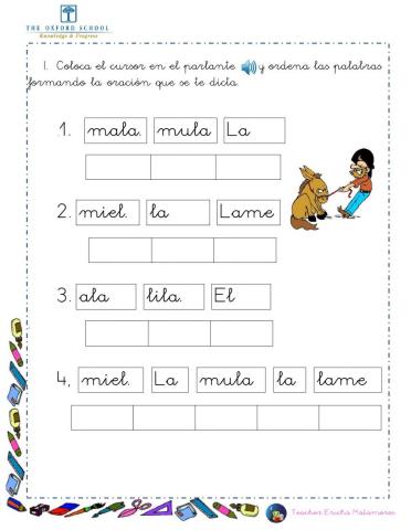 Oraciones desordenadas con l