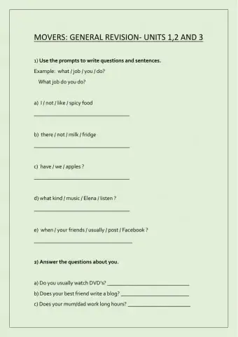 Movers- Revision N°6 - Grammar