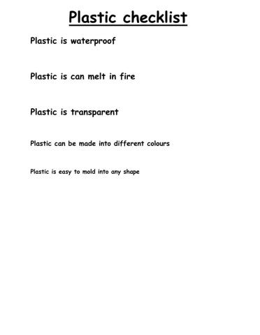 Plastic checklist