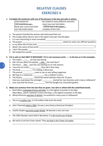 RELATIVE CLAUSES EXERCISES 4