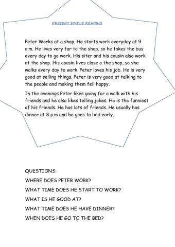 Reading present simple