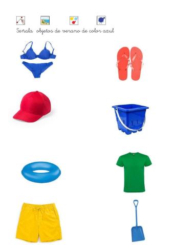 Buscar objetos de color azul