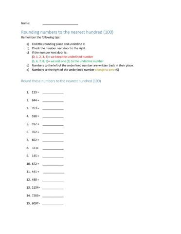 Rounding to the Nearest Hundred