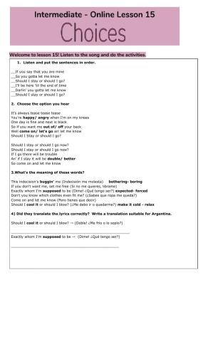 Intermediate - Lesson 15