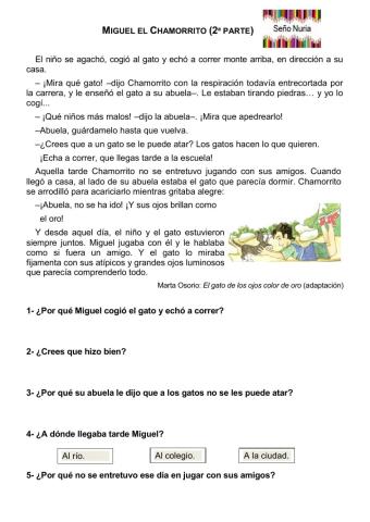 Comprensión lectora (2ª parte) Tema 10