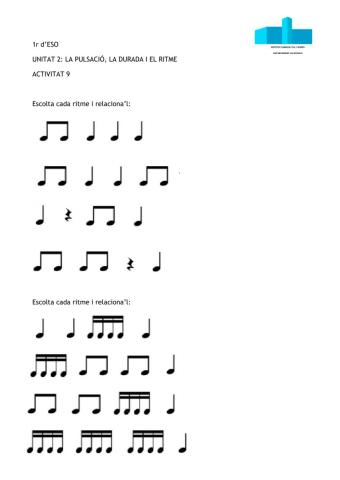 Exercicis de reconeixement rítmic.