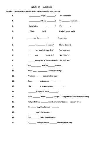 English review primary 5th level