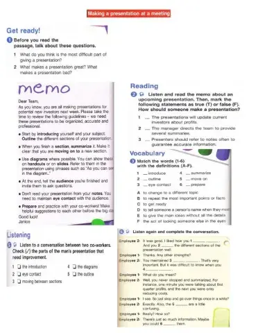 Making a presentation at a meeting