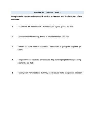 Adverbial Conjunctions 1
