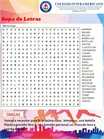 Sopa de Letras de Reciclaje