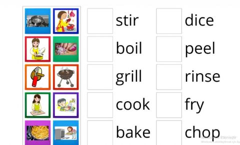 8th grade Cooking Verbs