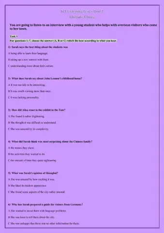 FCE Listening Test - Unit 2