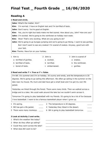 Fourth Grade - Final Test