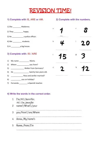 Verb TO BE and NUMBERS