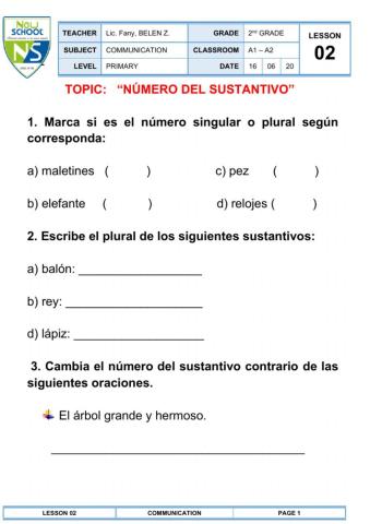 El número del sustantivo