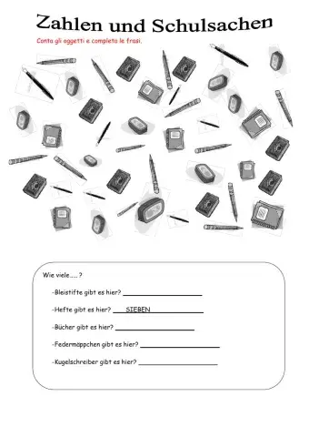 Zahlen und schulsachen
