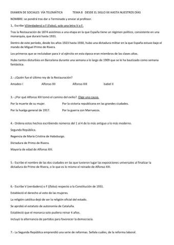 España:desde el siglo XX hasta nuestros días