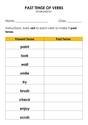 Regular Past Tense of Verbs
