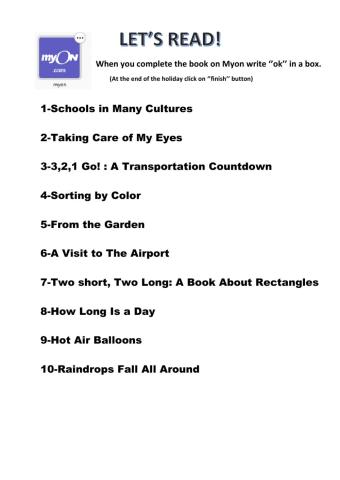 3rd Grades MyOn Books For Summer