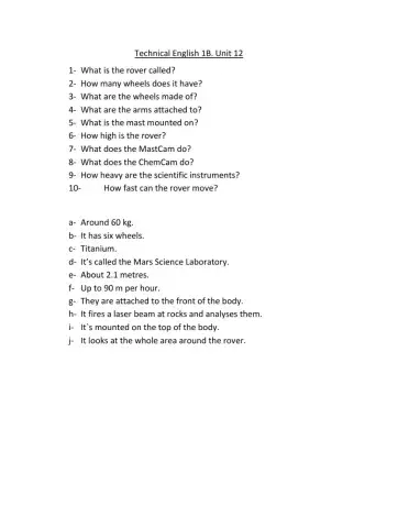 Technical English 1B. Unit 12