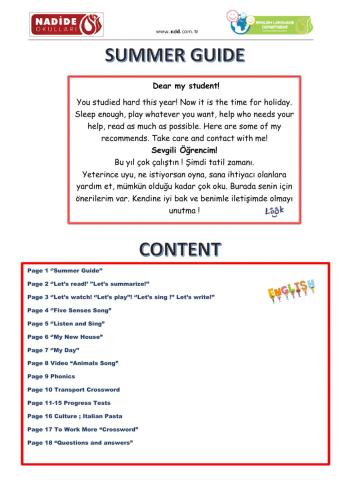 Summer Guide for 3rd Grades