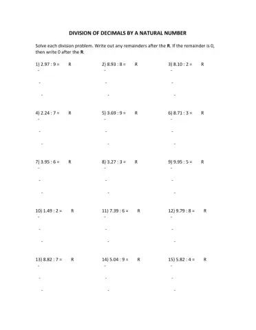 Division decimals by natural number