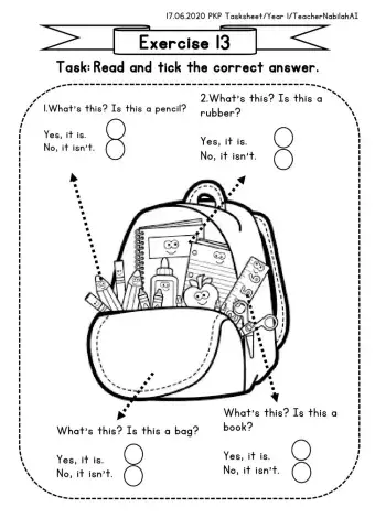 Tasksheet Year 1 What's This (Stationaries)