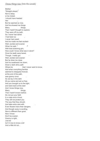 I know things now (Into the woods)