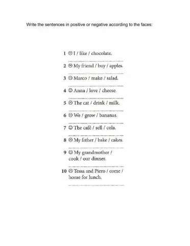 Form the sentences in positive or negative