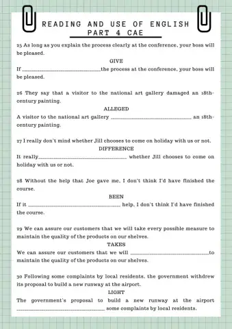 Reading and Use of english Part 4 CAE