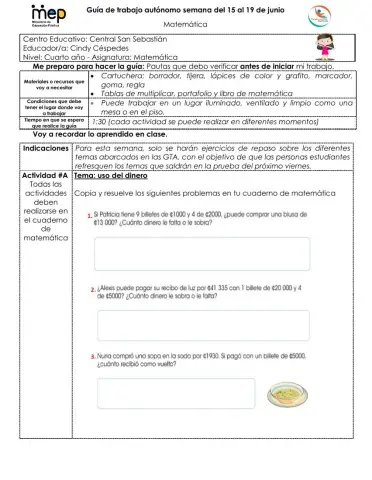 GTA 15 al 19 junio Matemática