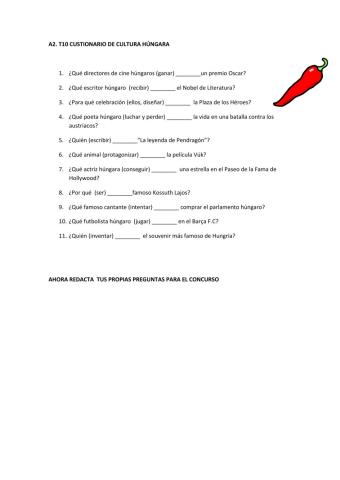 A2. Cuestionario cultura húngara