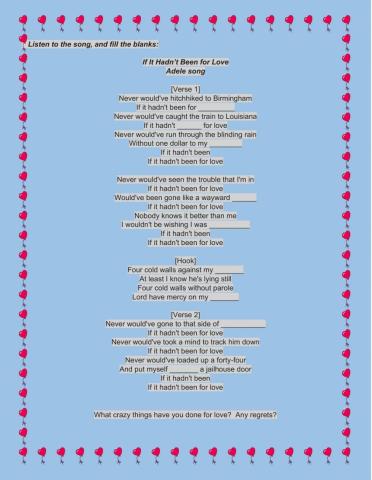 If it hadn't been for love song