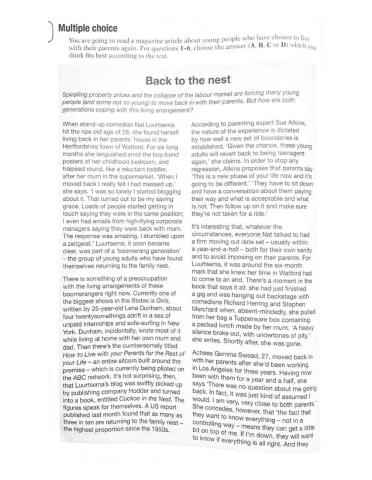 MULTIPLE CHOICE CAE ( Back to the nest)