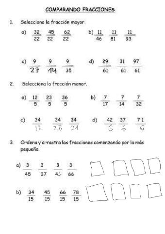 Comparacion de fracciones