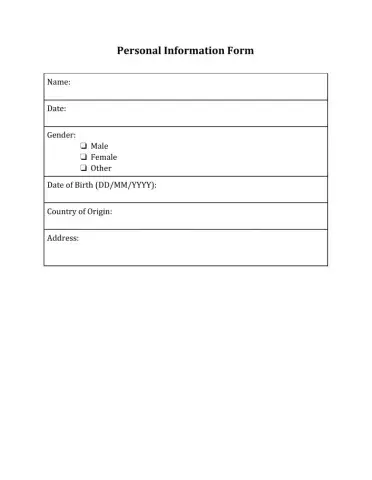 Personal Information Form (Basic)