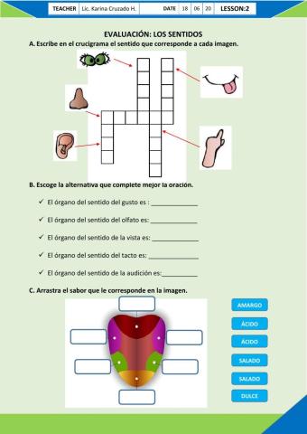 Evaluación - Los sentidos